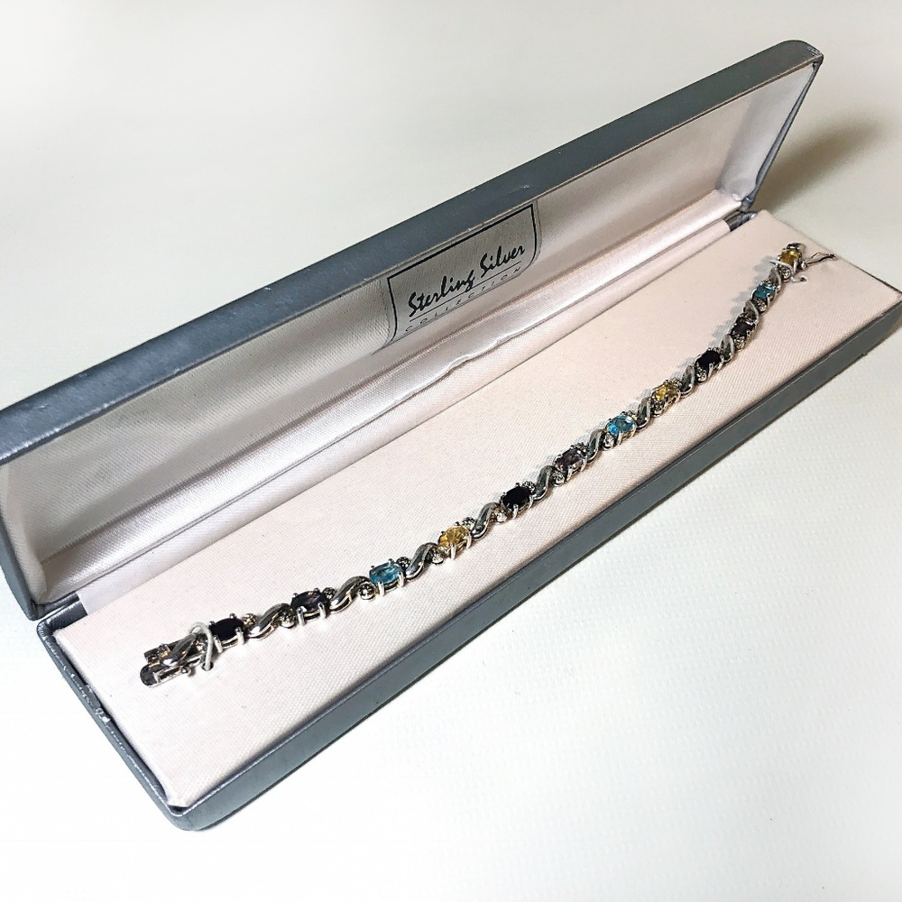 Sterling Silver Multi Glass Bracelet